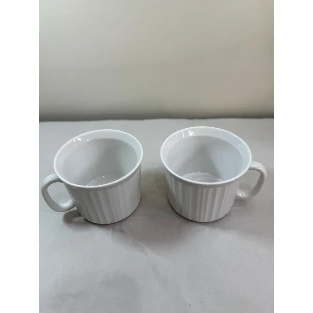 CorningWare White Ribbed Stoneware Ramekins Set of 2 (4